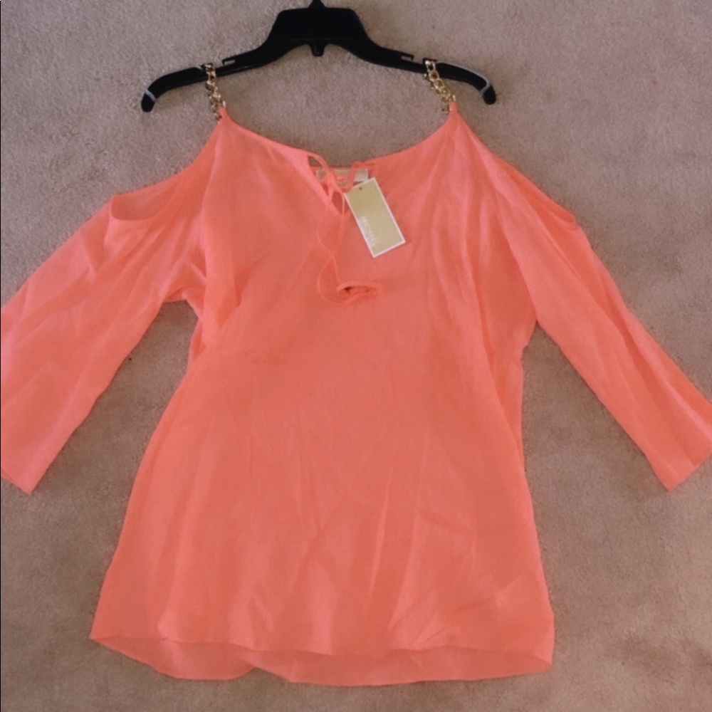 NWT Michael Kors Off The Shoulder Top In Peach
